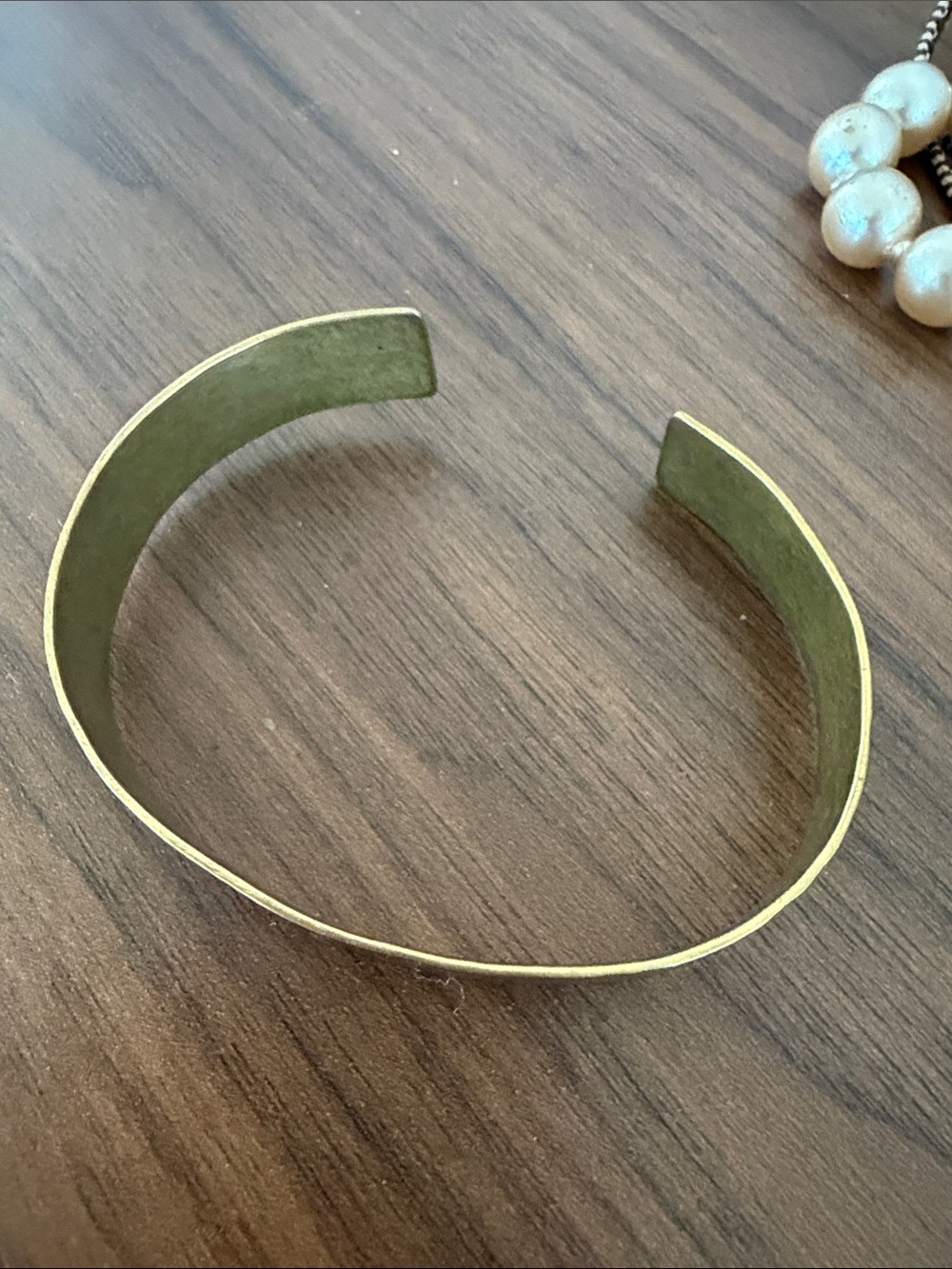 Minimalist Open Hammered Brass Cuff Bracelet in Antique Gold Tone